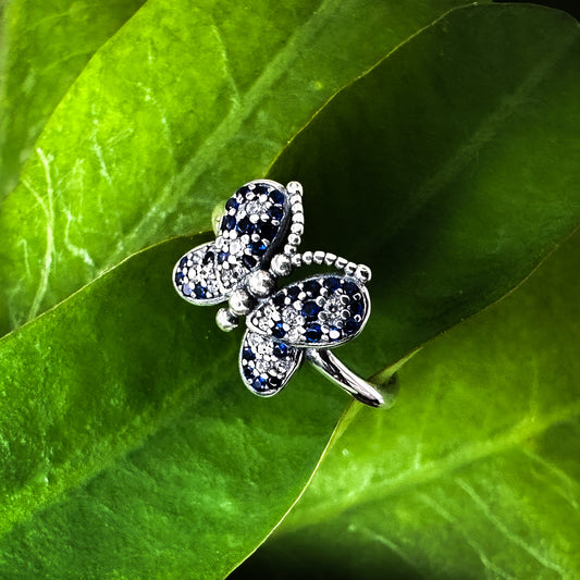 Anillo mariposa azul